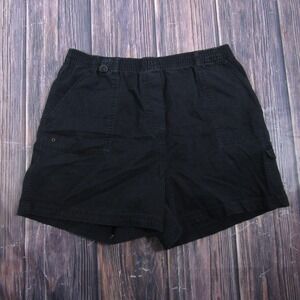 Jonathan Logan Mens L Black Cargo Shorts Elastic Waist Cotton Canvas Pockets